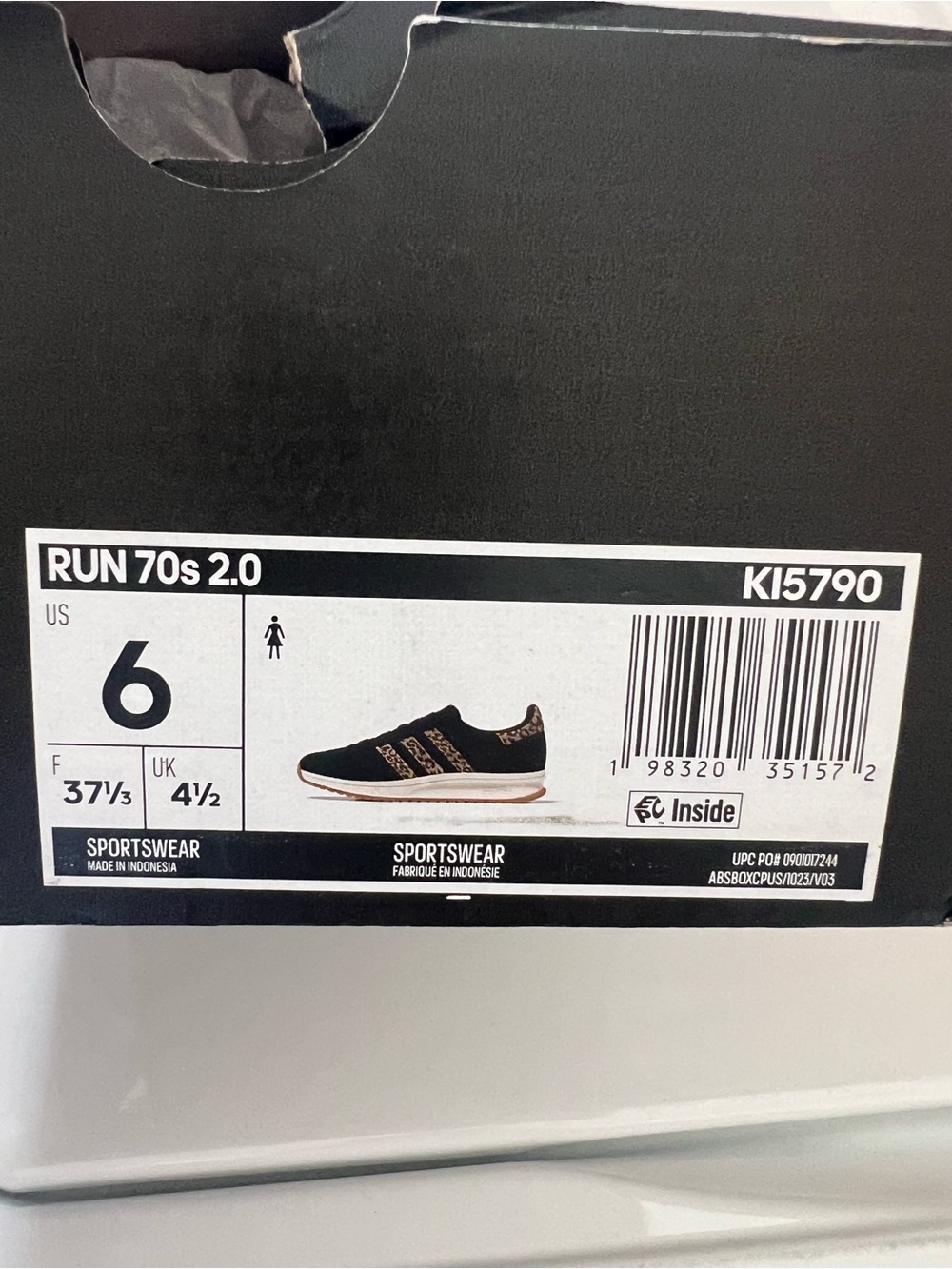 adidas Run 70s 2.0 Black with leopard Accent Sneakers